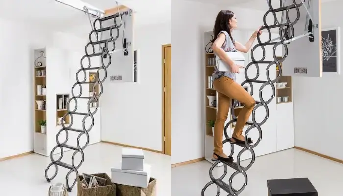 Insulated Steel Scissor Attic Ladder / best loft ladders for small spaces