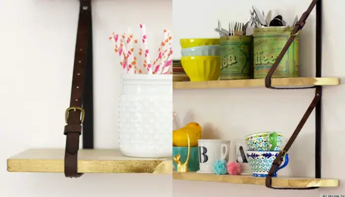 hanging leather belt shelves / how to make DIY shelves at home?
