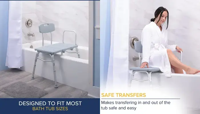 Adjustable Backrest Tub Transfer Bench / Best Shower Chairs for Handicapped and Elderly Individuals