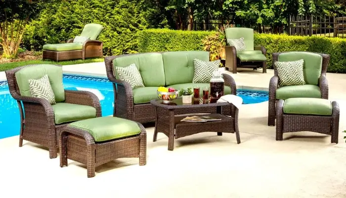 Strathmere 6-Piece Outdoor Patio Conversation Sofa / best outdoor rattan sofas