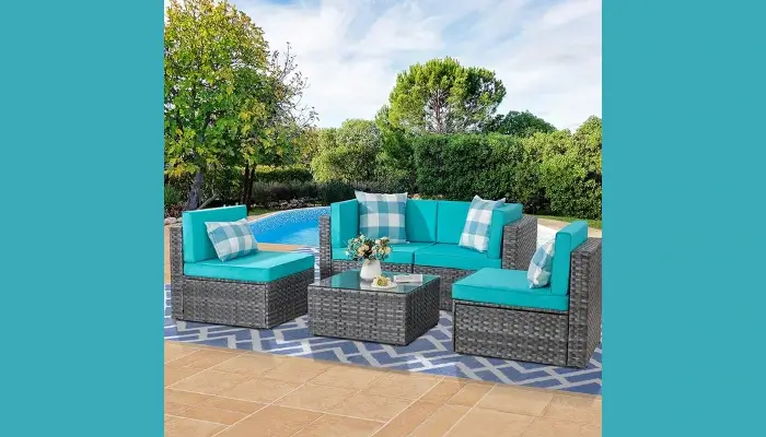 5 Pieces Outdoor Patio Sectional Sofa Set /  best outdoor rattan sofas