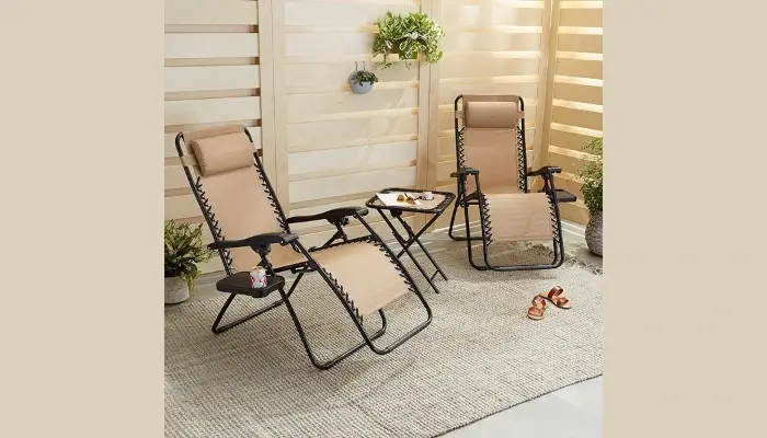 Beige deck Chair with Side Table / Best Deck Chairs