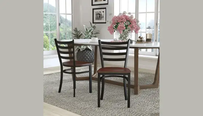 Mahogany Wood Black Ladder Back Chair /  best ladder-back dining room chairs
