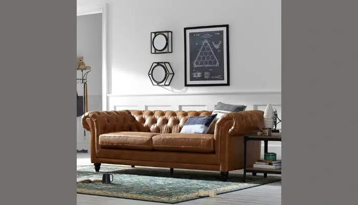 Bradbury Chesterfield Tufted Leather Sofa /  best English roll arm sofas