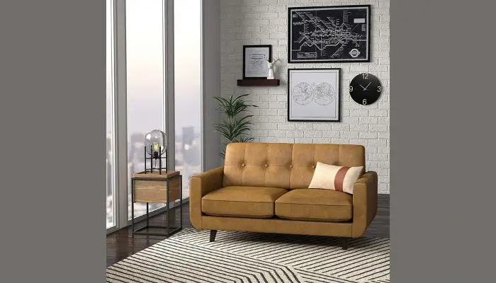 Sloane Mid-Century Modern Leather Loveseat Sofa / Best-Upholstered Sofas