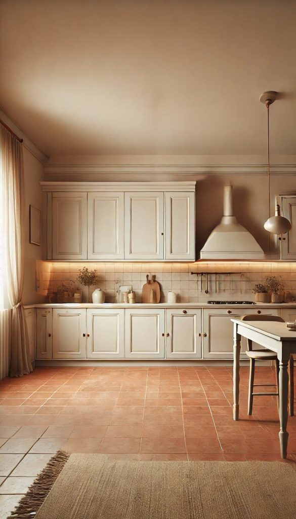 Creamy Beige/15 Timeless Kitchen Cabinet Colors to Complement Terracotta Floors