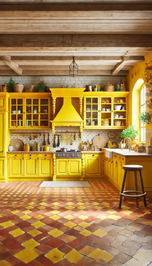 Bright Yellow/15 Timeless Kitchen Cabinet Colors to Complement Terracotta Floors