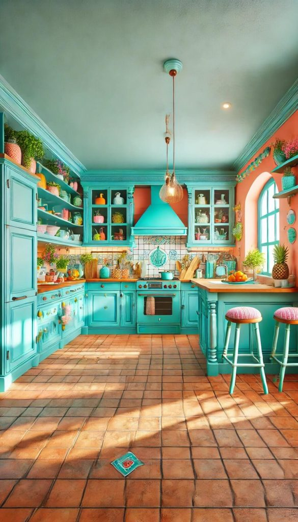 Turquoise/15 Timeless Kitchen Cabinet Colors to Complement Terracotta Floors