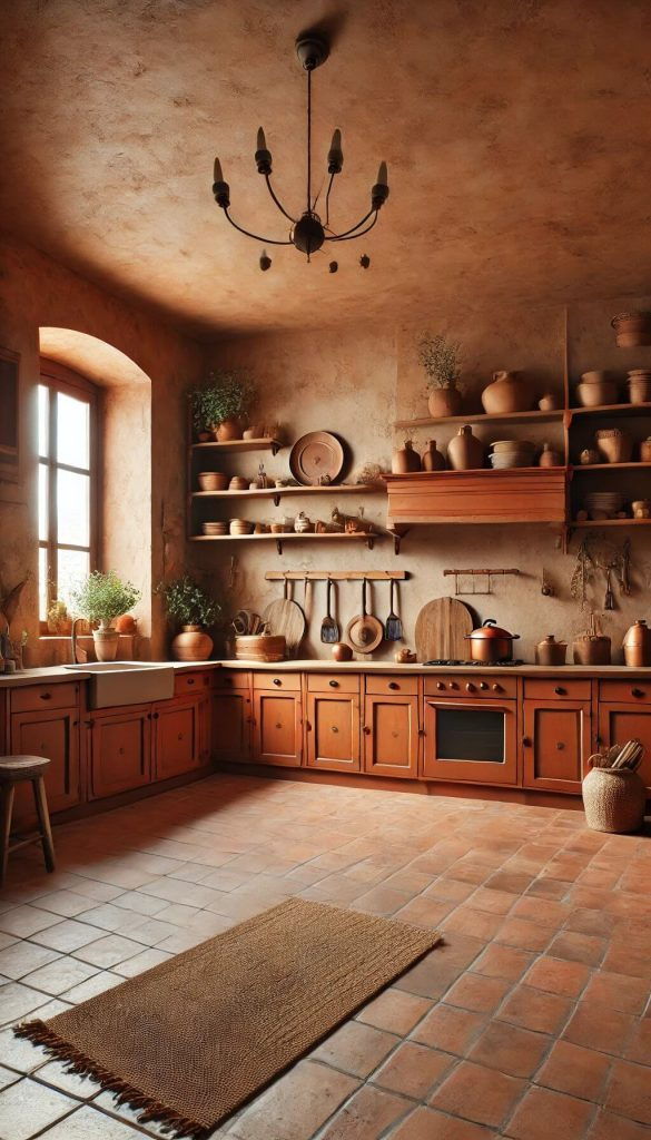 Burnt Orange/15 Timeless Kitchen Cabinet Colors to Complement Terracotta Floors