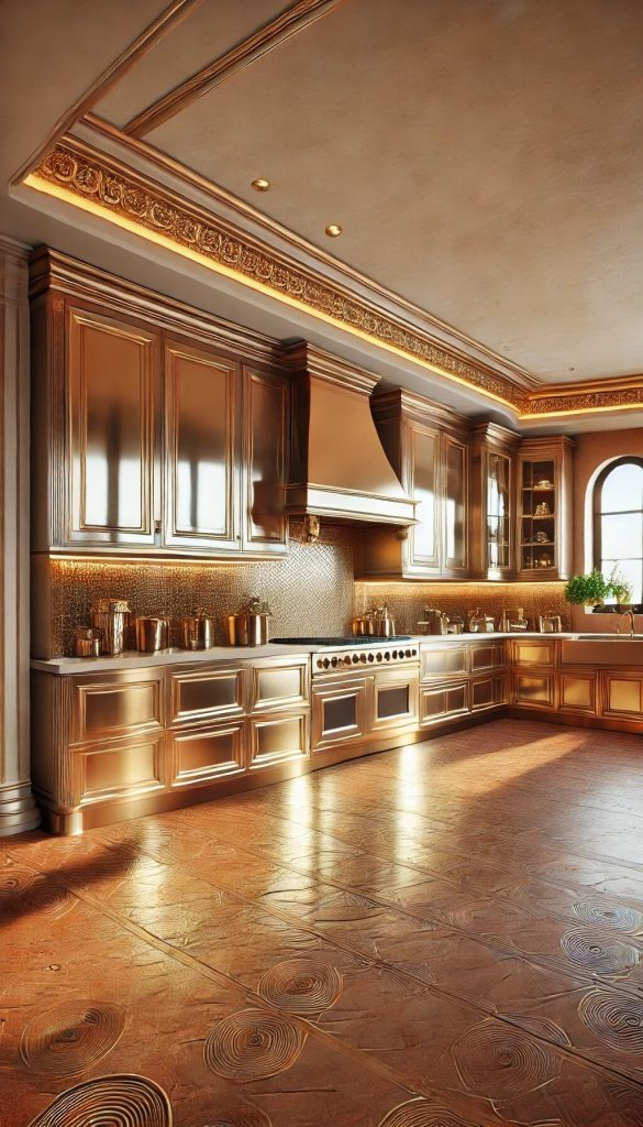 Metallic Finishes/15 Timeless Kitchen Cabinet Colors to Complement Terracotta Floors