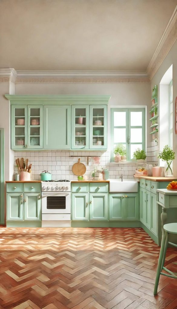 Mint Green/15 Timeless Kitchen Cabinet Colors to Complement Terracotta Floors