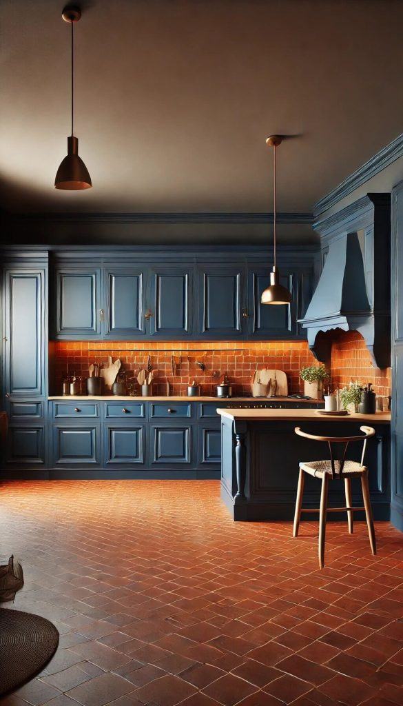 Navy Blue/15 Timeless Kitchen Cabinet Colors to Complement Terracotta Floors