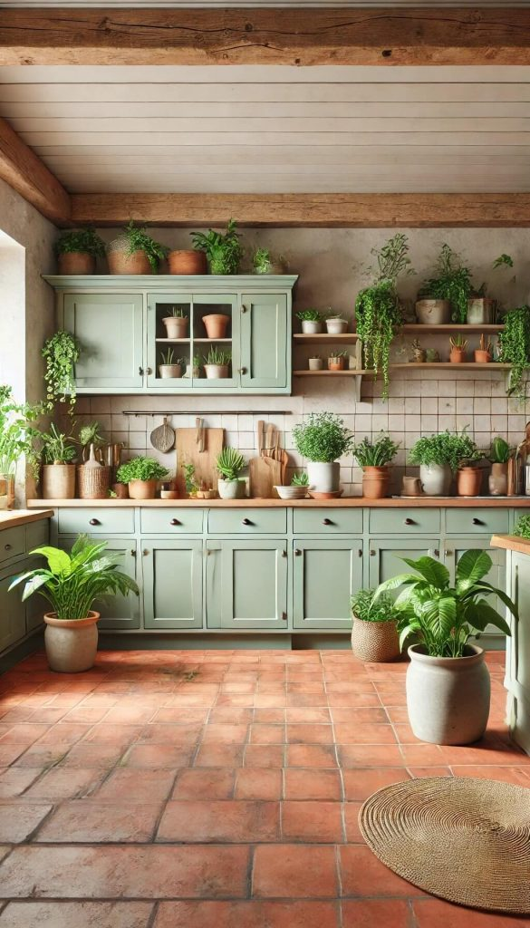 Sage Green/15 Timeless Kitchen Cabinet Colors to Complement Terracotta Floors