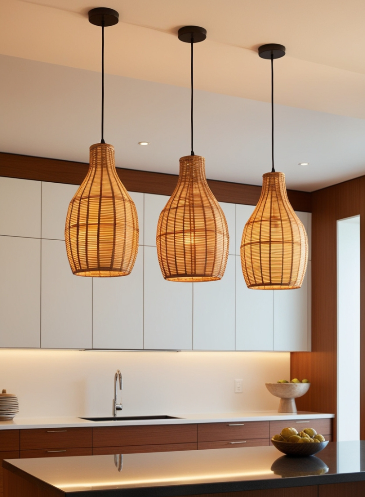 Pendant Light Designs for a White and Wood Kitchen