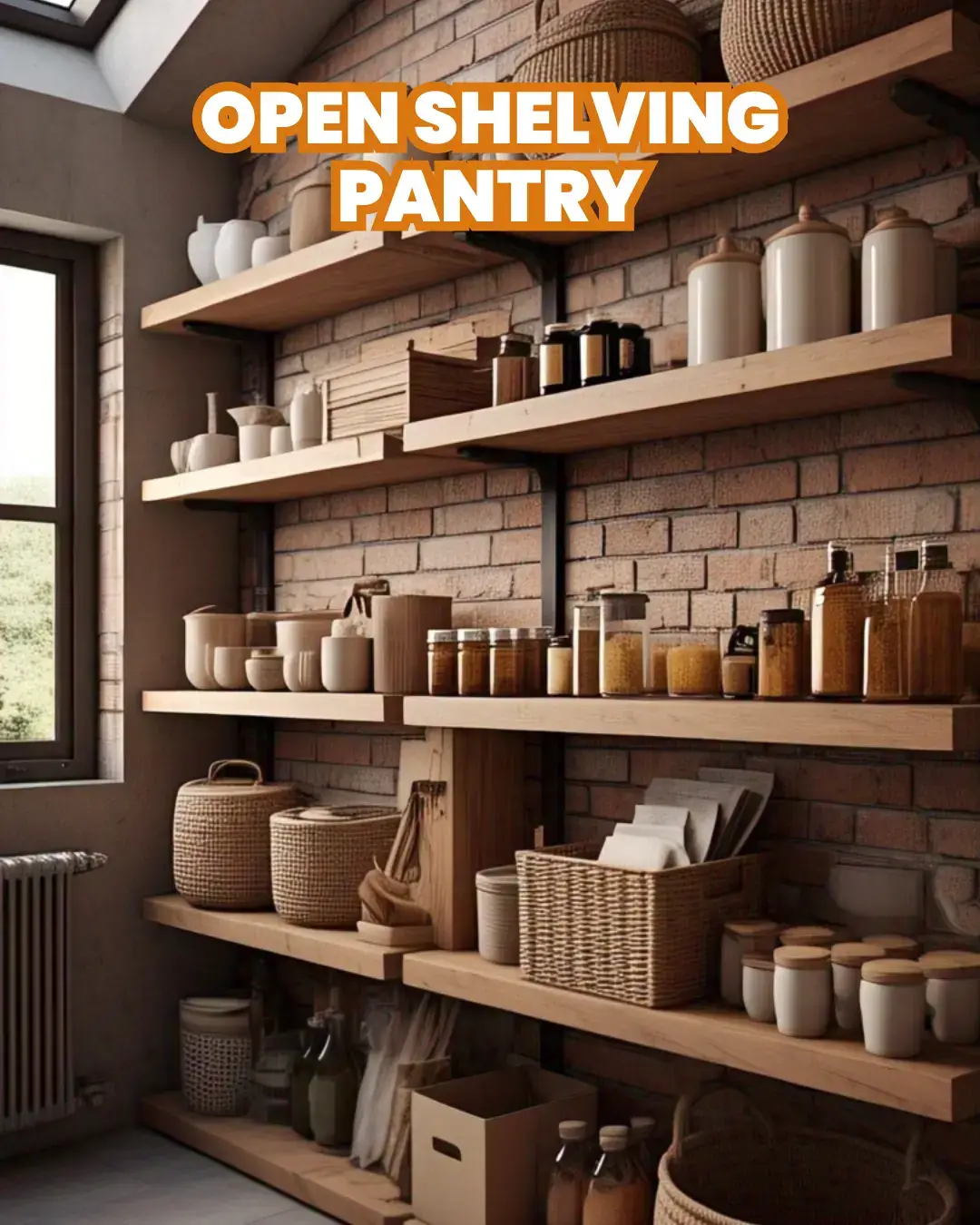 What Are the Dimensions of a Walk-In Pantry? 8 Doorless shelving that blends storage with décor, perfect for frequently used items in stylish kitchens.