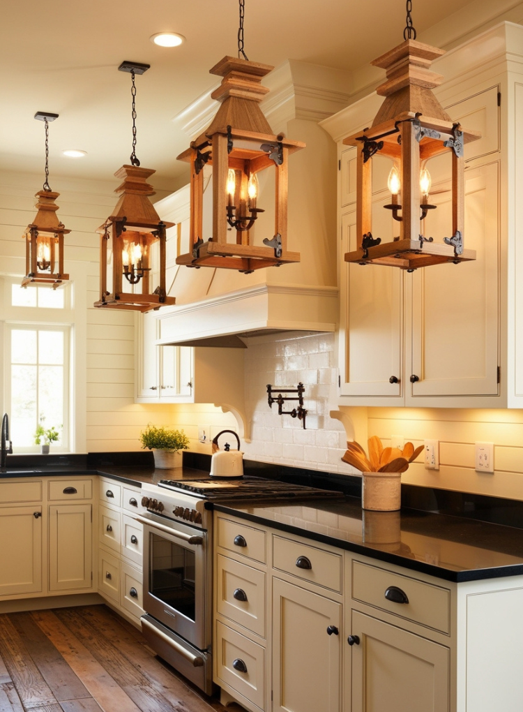 Pendant Light Designs for a White and Wood Kitchen