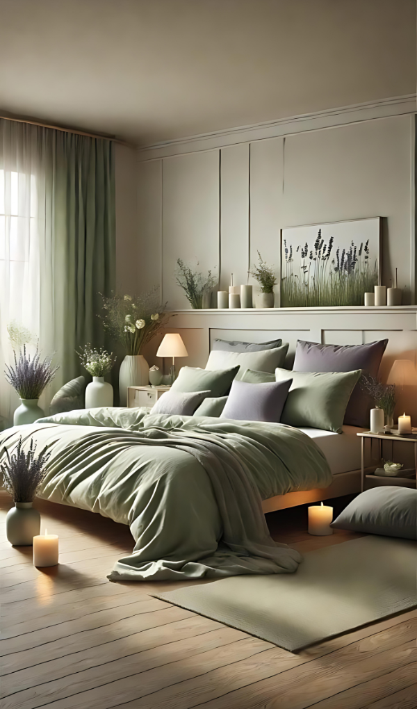 colors with saga green bedding