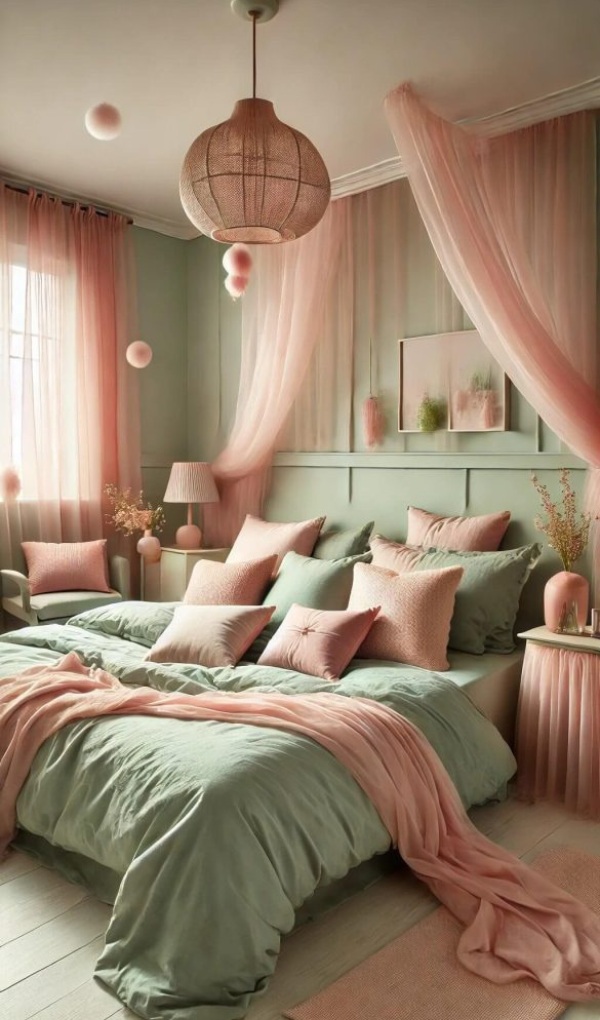 colors with saga green bedding