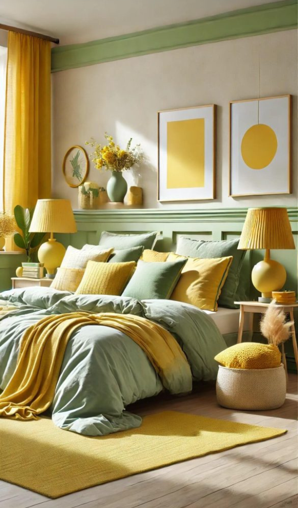 colors with saga green bedding