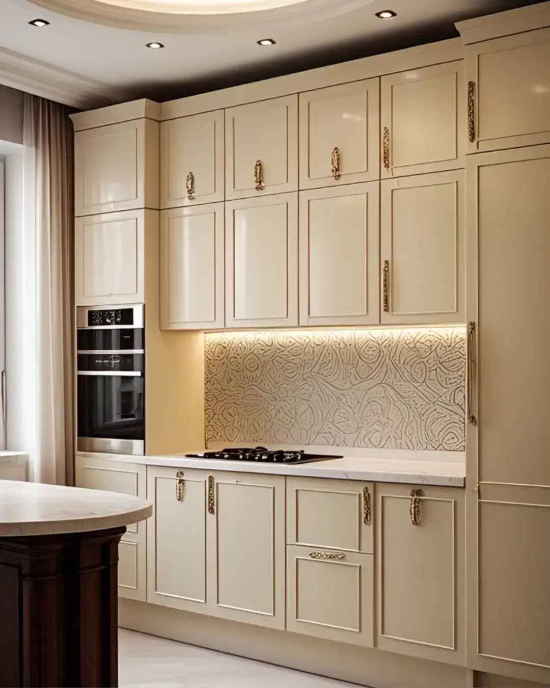 Kitchen Cabinet Colors for White Tile Floors: 11 Best Ideas and Expert Tips 9 A classic kitchen with cream cabinets, white subway tile backsplash, and white tile floors, creating a warm, welcoming atmosphere.
