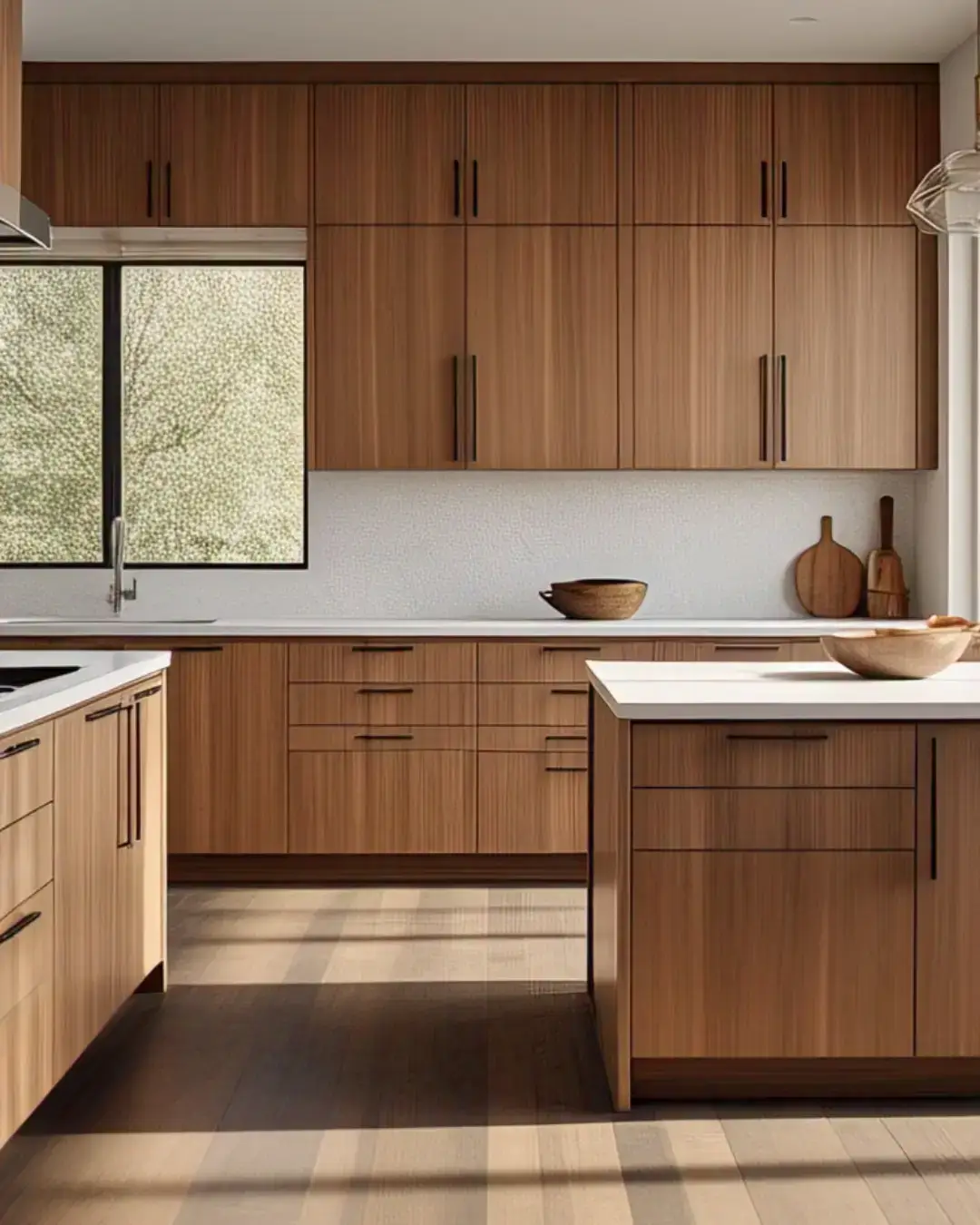 Kitchen Cabinet Colors for White Tile Floors: 11 Best Ideas and Expert Tips 12 A cozy kitchen with light oak wood cabinets, white tile floors, and a white marble countertop, creates a warm and inviting atmosphere.
