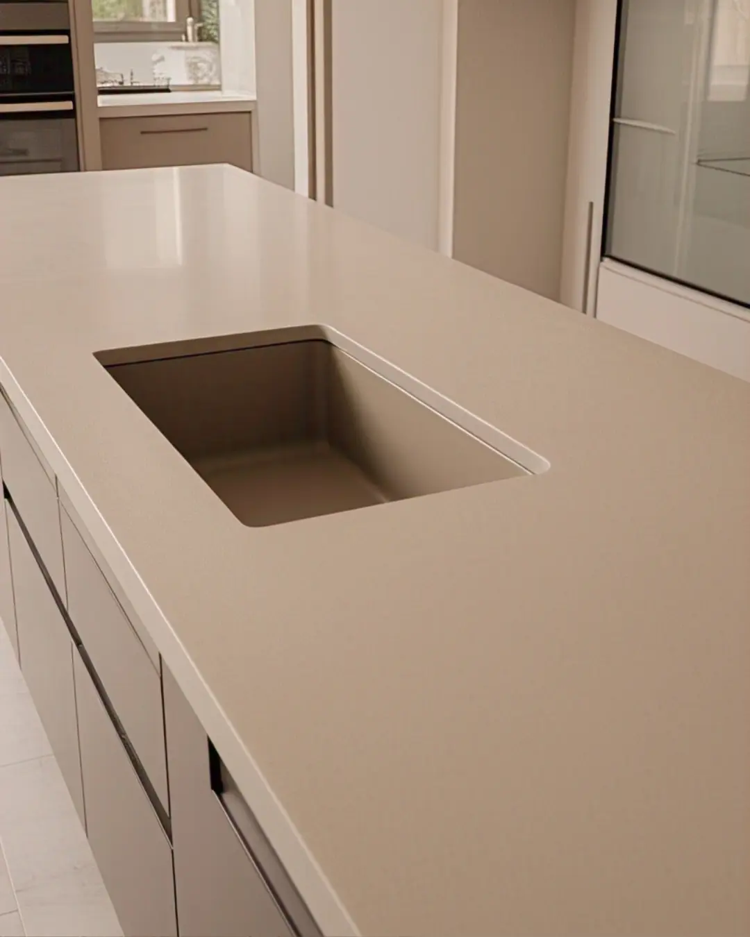 Beveled Edge Countertop: A Simple Guide for Every Homeowner 12 Solid surface countertop with a decorative layered bevel, integrated sink, and matte finish.