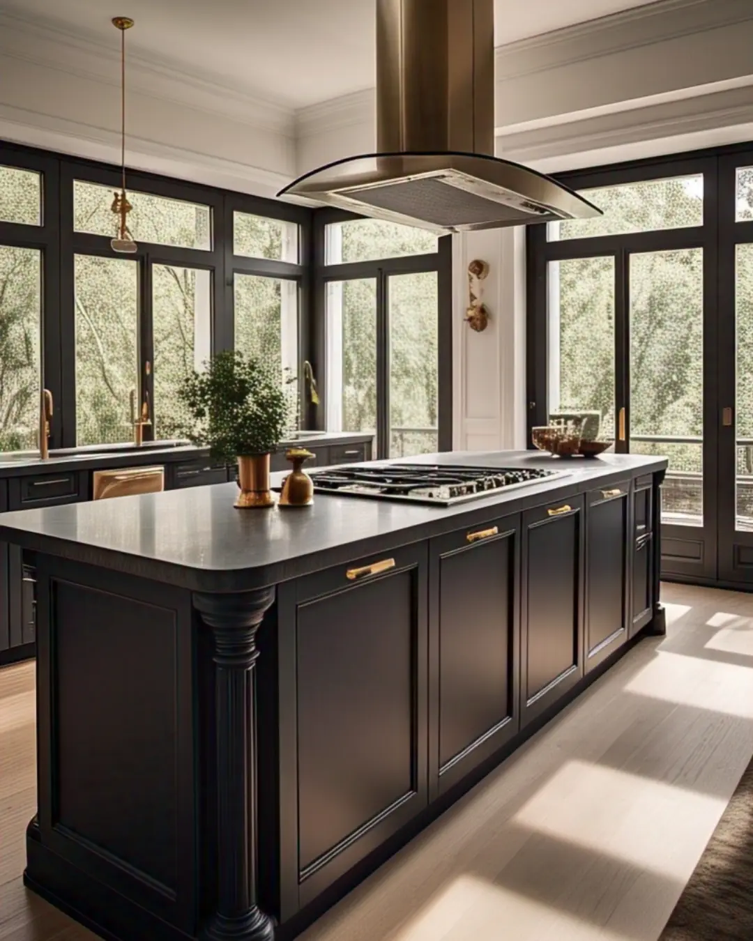 Ogee Edge Countertops: The Curvy Detail That Steals the Show 7 Matte black solid surface counter with ogee edges in a contemporary kitchen, paired with gold hardware and minimalist décor.