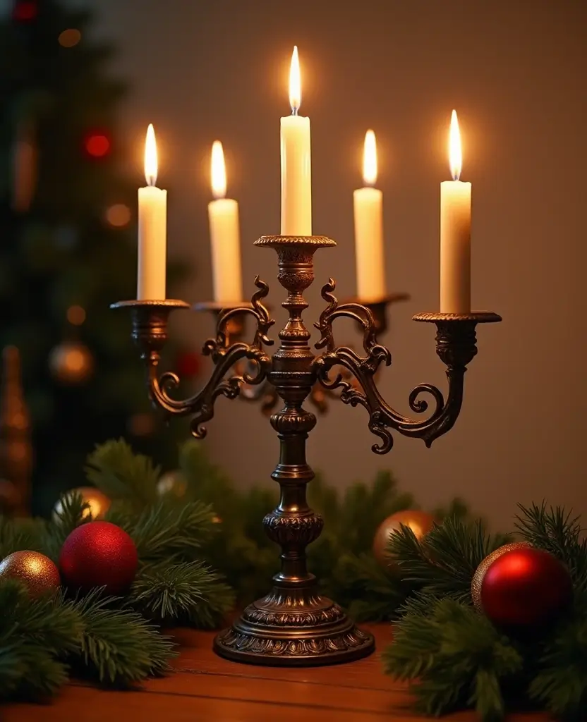 15 Nostalgic Christmas Aesthetic Ideas That'll Fill Your Heart with Holiday Cheer! 51 15 Nostalgic Christmas Aesthetic Ideas That'll Fill Your Heart with Holiday Cheer! - 8. Antique Christmas Candelabras