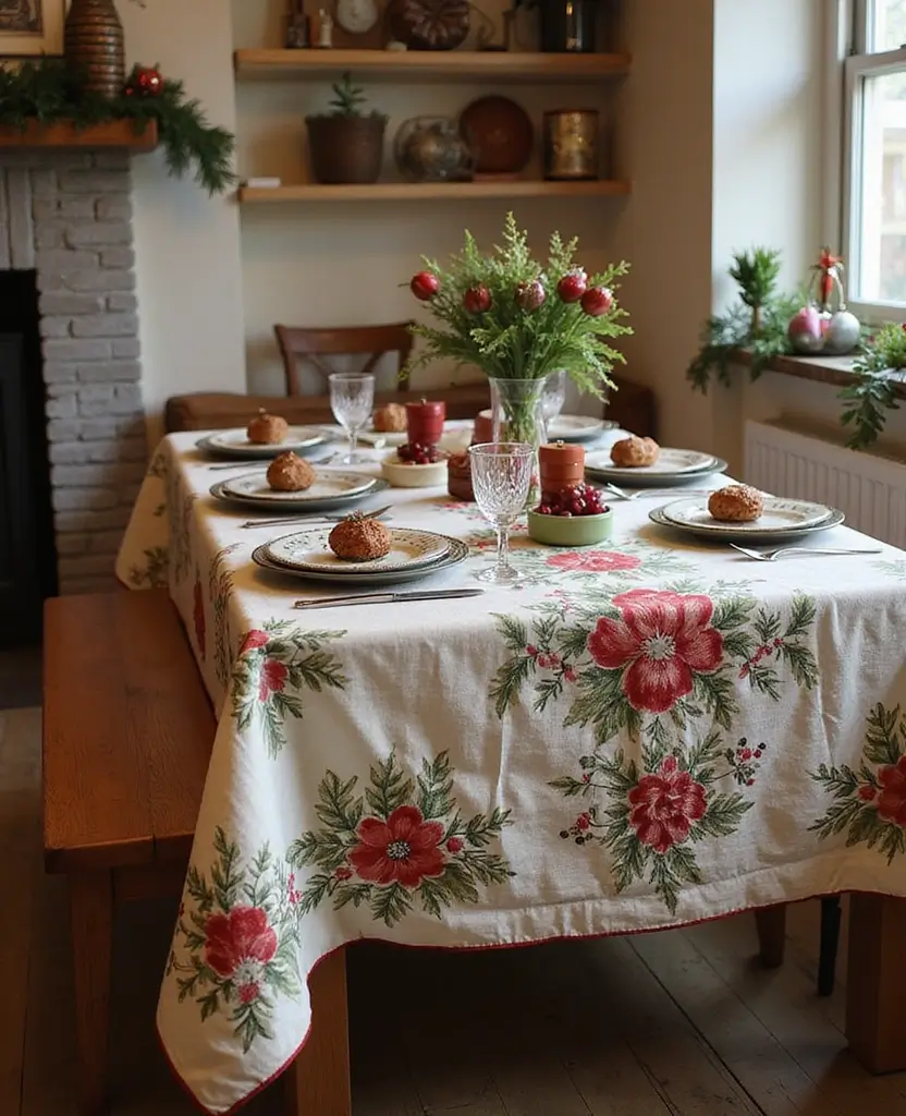 15 Nostalgic Vintage Christmas Decorations You'll Wish You Knew Sooner! 74 15 Nostalgic Vintage Christmas Decorations You'll Wish You Knew Sooner! - 11. Retro Holiday Tablecloths