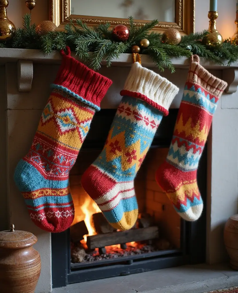 15 Nostalgic Vintage Christmas Decorations You'll Wish You Knew Sooner! 9 15 Nostalgic Vintage Christmas Decorations You'll Wish You Knew Sooner! - 2. Handmade Knit Stockings