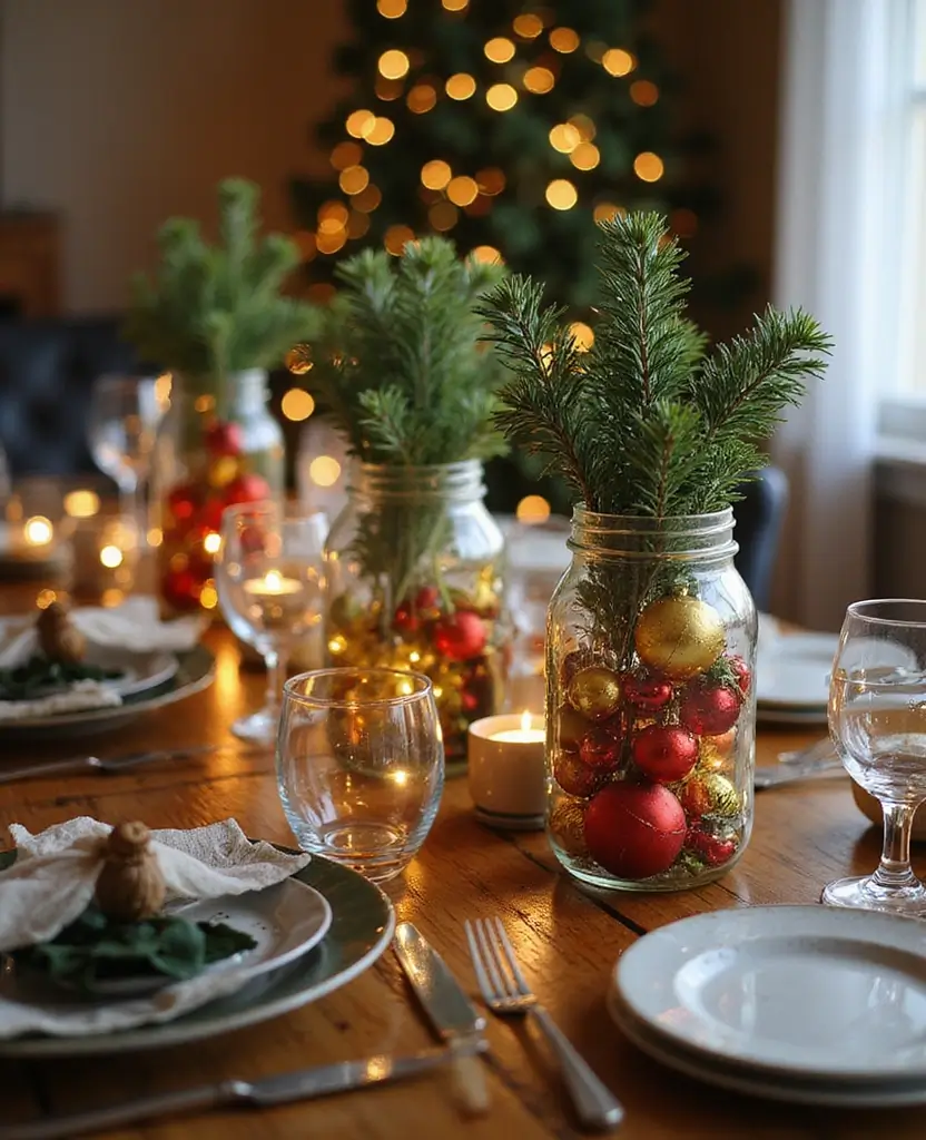 15 Quick & Easy Last-Minute Christmas Decor Ideas That Save the Day! 2 15 Quick & Easy Last-Minute Christmas Decor Ideas That Save the Day! - 1. Festive Mason Jar Centerpieces