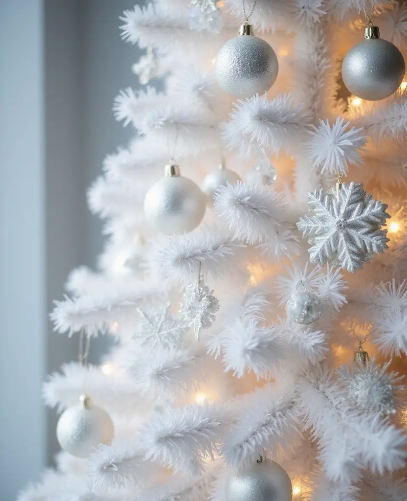 15 Sparkling White Christmas Tree Decor Ideas That Shine Bright This Holiday! 2 15 Sparkling White Christmas Tree Decor Ideas That Shine Bright This Holiday! - 1. Frosted Elegance