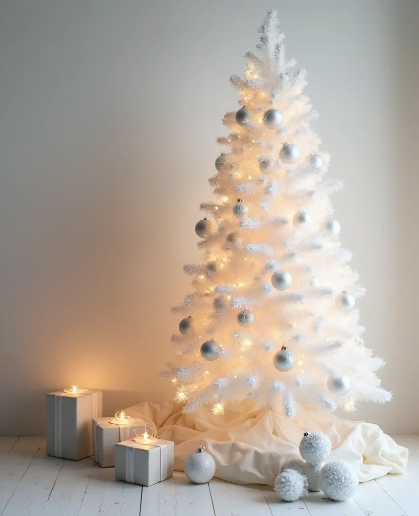 15 Sparkling White Christmas Tree Decor Ideas That Shine Bright This Holiday! 72 15 Sparkling White Christmas Tree Decor Ideas That Shine Bright This Holiday! - 11. Minimalist Bliss
