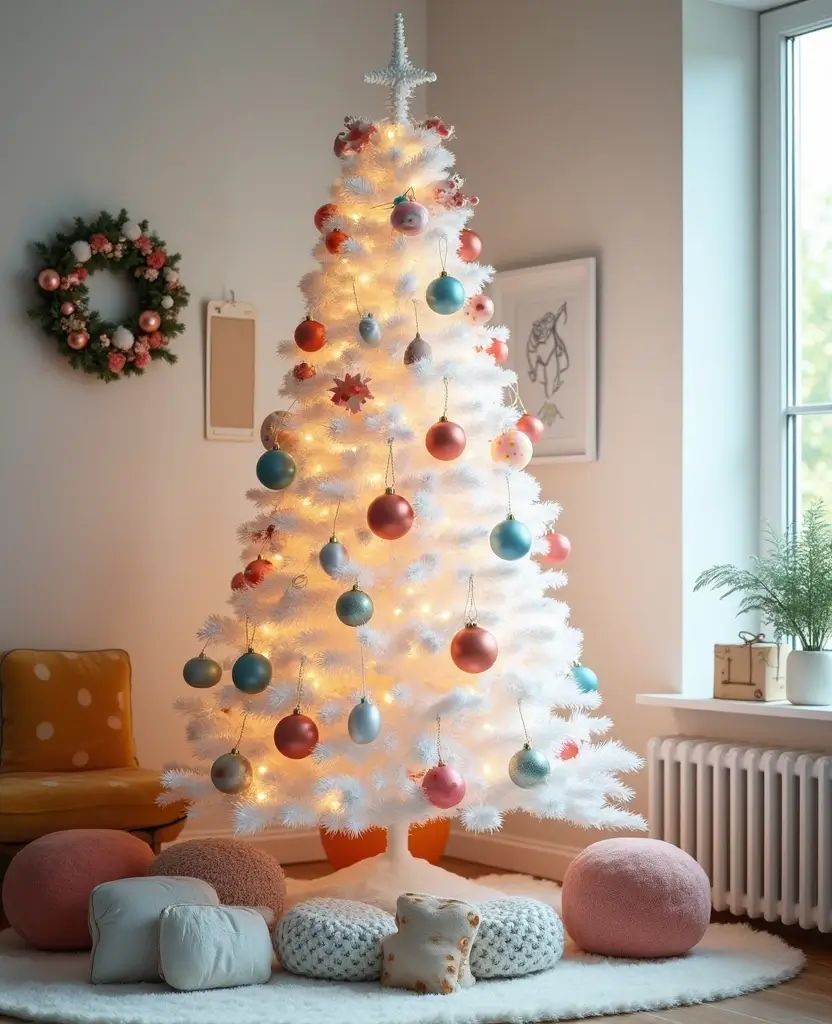 15 Sparkling White Christmas Tree Decor Ideas That Shine Bright This Holiday! 23 15 Sparkling White Christmas Tree Decor Ideas That Shine Bright This Holiday! - 4. Whimsical Wonderland