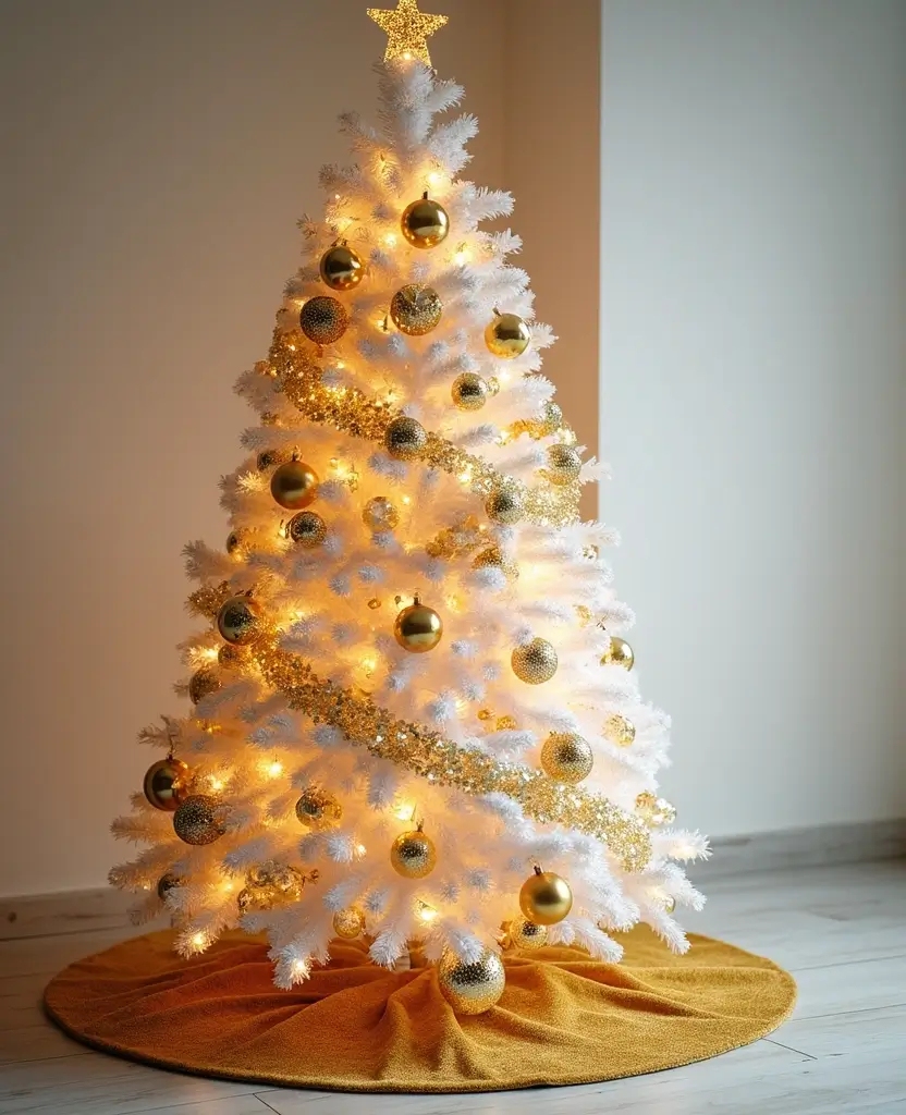 15 Sparkling White Christmas Tree Decor Ideas That Shine Bright This Holiday! 44 15 Sparkling White Christmas Tree Decor Ideas That Shine Bright This Holiday! - 7. Glamorous Gold