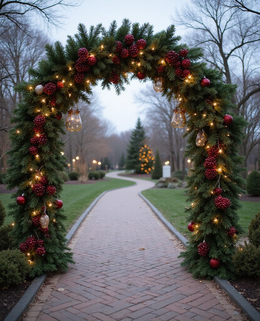 15 Stunning Outdoor Christmas Decorations That Light Up Your Pathway (You’ll Love #4!) - 10. Frosty Pathway Arches