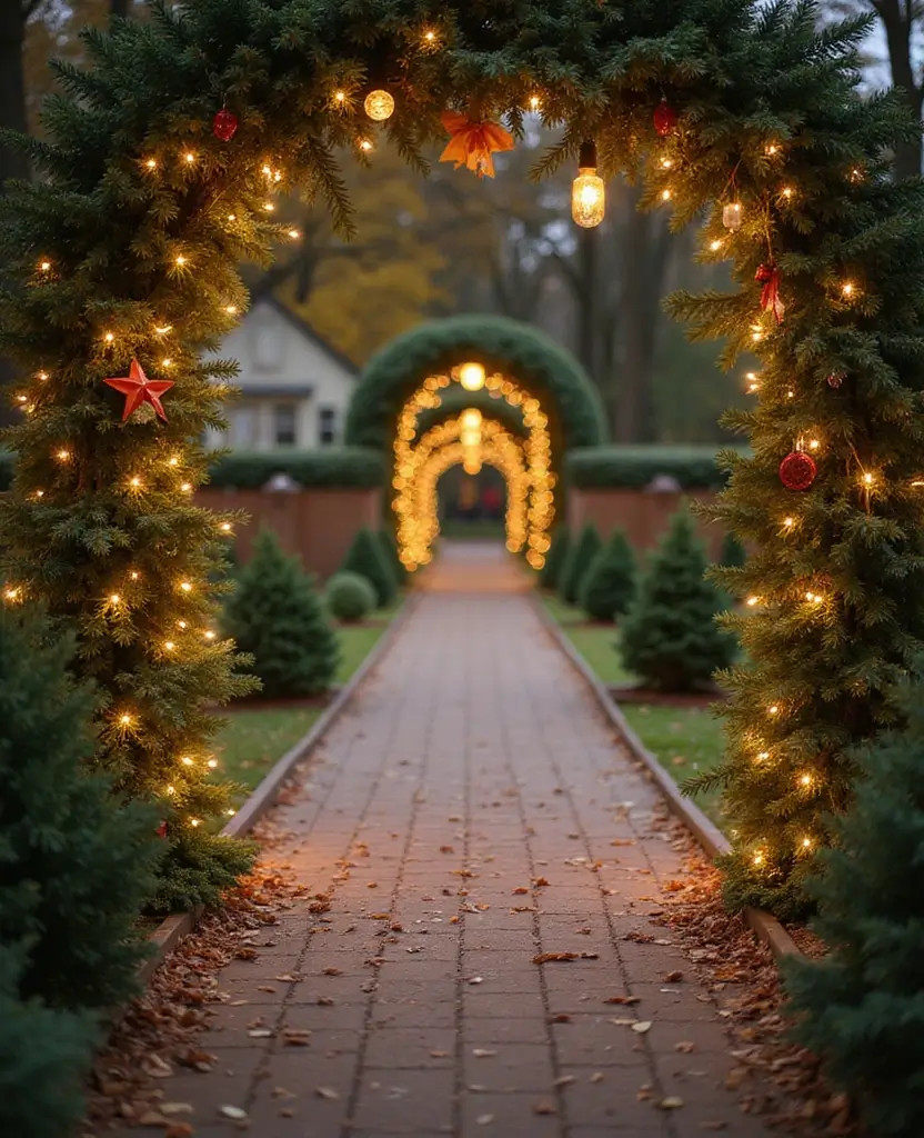 15 Stunning Outdoor Christmas Decorations That Light Up Your Pathway (You’ll Love #4!) - 13. Holiday Pathway Borders