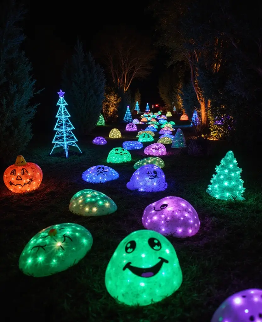 15 Stunning Outdoor Christmas Decorations That Light Up Your Pathway (You’ll Love #4!) - 5. Glow-in-the-Dark Decorations