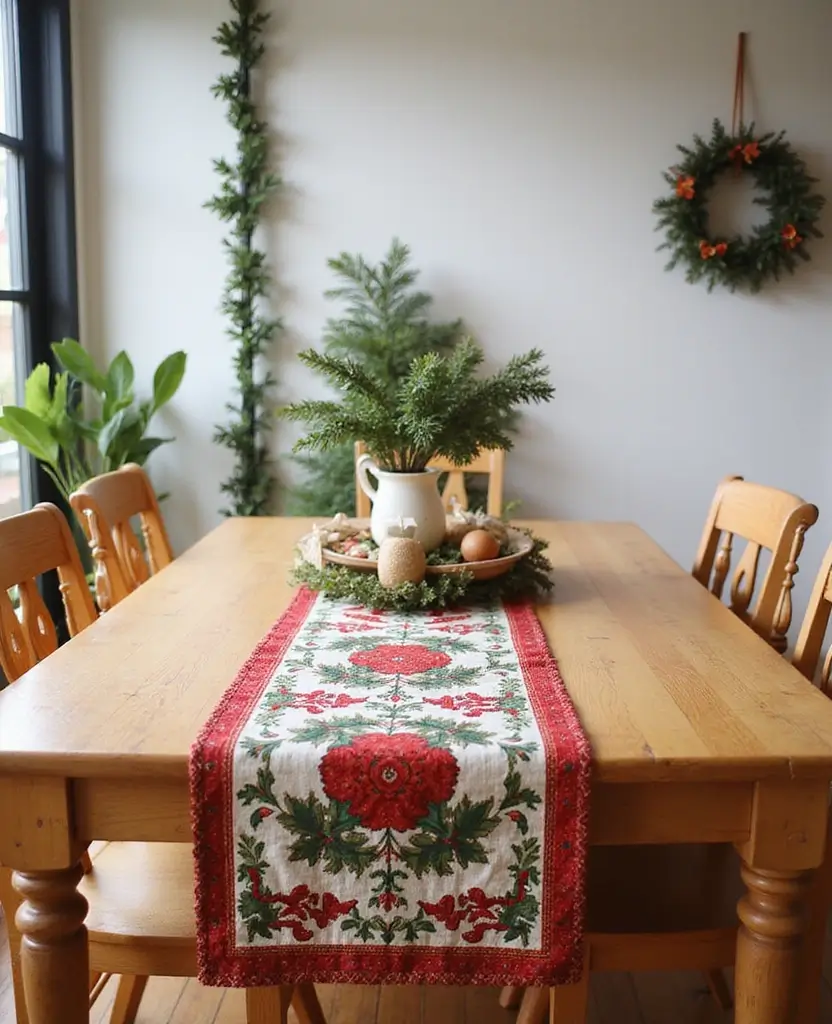 15 best Whimsical Christmas Kitchen Decor Ideas That'll Make You Believe in Holiday Magic! 72 15 Whimsical Christmas Kitchen Decor Ideas That'll Make You Believe in Holiday Magic! - 11. Seasonal Table Runner