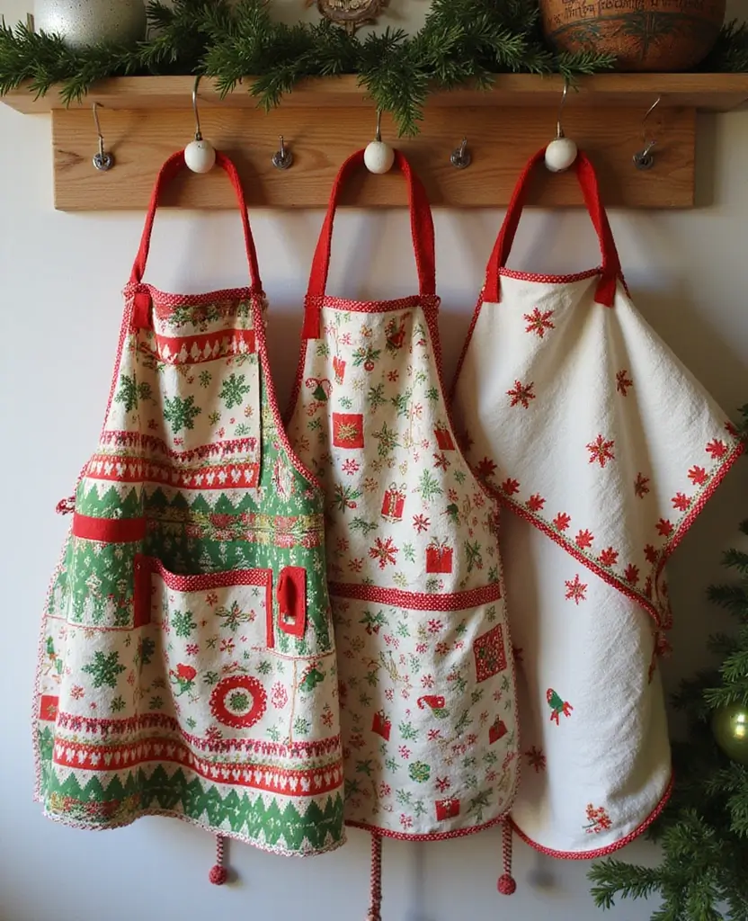 15 best Whimsical Christmas Kitchen Decor Ideas That'll Make You Believe in Holiday Magic! 16 15 Whimsical Christmas Kitchen Decor Ideas That'll Make You Believe in Holiday Magic! - 3. Festive Aprons and Towels