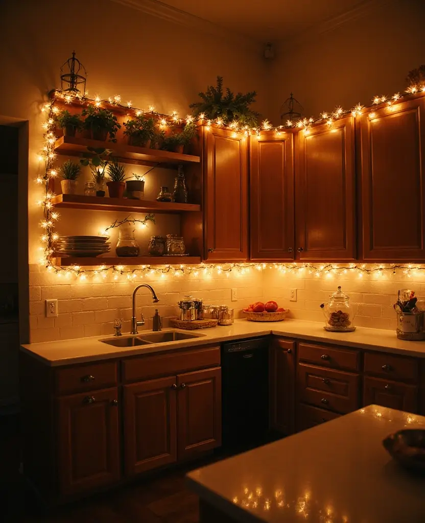 15 best Whimsical Christmas Kitchen Decor Ideas That'll Make You Believe in Holiday Magic! 51 15 Whimsical Christmas Kitchen Decor Ideas That'll Make You Believe in Holiday Magic! - 8. Twinkling Fairy Lights