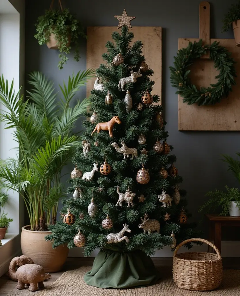 40+ Trendy dark Christmas Tree Designs That Will Wow Your Guests This Season! 114 40+ Trendy Black Christmas Tree Designs That Will Wow Your Guests This Season! - 17. Safari Adventure