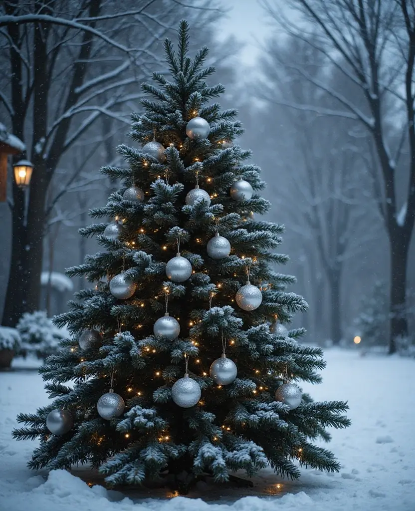 40+ Trendy dark Christmas Tree Designs That Will Wow Your Guests This Season! 142 40+ Trendy Black Christmas Tree Designs That Will Wow Your Guests This Season! - 21. Winter Wonderland