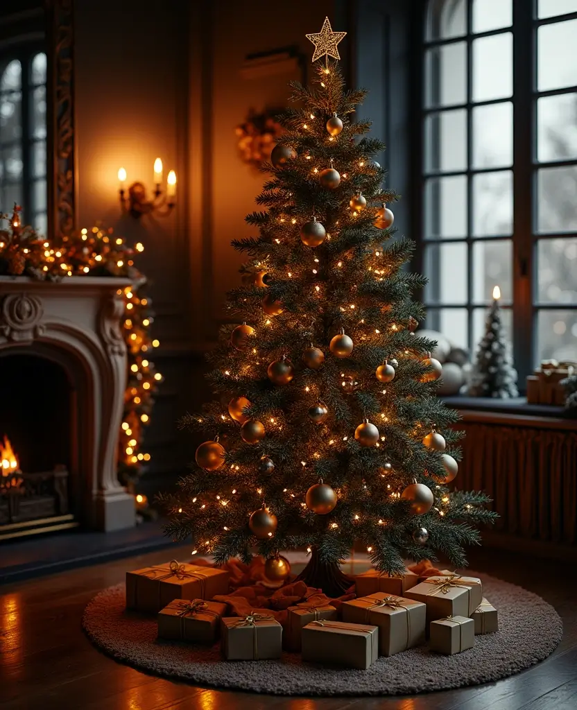 40+ Trendy dark Christmas Tree Designs That Will Wow Your Guests This Season! 149 40+ Trendy Black Christmas Tree Designs That Will Wow Your Guests This Season! - 22. Vintage Glam