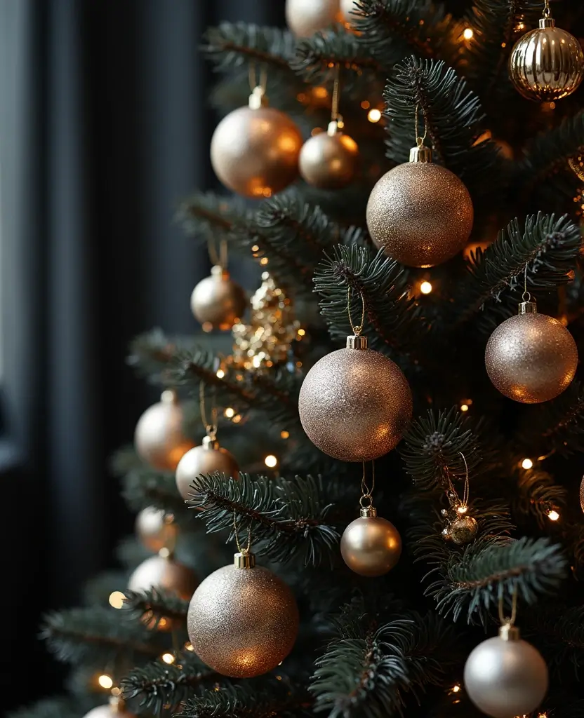 40+ Trendy dark Christmas Tree Designs That Will Wow Your Guests This Season! 170 40+ Trendy Black Christmas Tree Designs That Will Wow Your Guests This Season! - 25. Chic Metallics