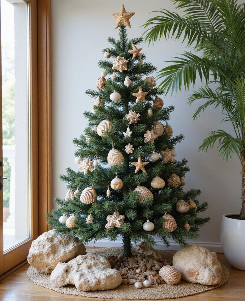 40+ Trendy dark Christmas Tree Designs That Will Wow Your Guests This Season! 177 40+ Trendy Black Christmas Tree Designs That Will Wow Your Guests This Season! - 26. Beachy Vibes
