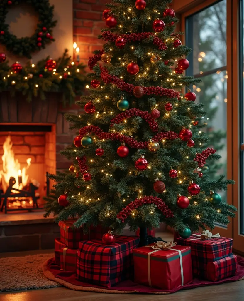 40+ Trendy dark Christmas Tree Designs That Will Wow Your Guests This Season! 191 40+ Trendy Black Christmas Tree Designs That Will Wow Your Guests This Season! - 28. Festive Plaid
