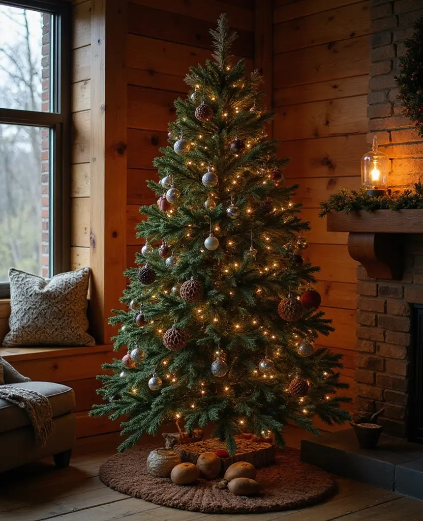 40+ Trendy dark Christmas Tree Designs That Will Wow Your Guests This Season! 233 40+ Trendy Black Christmas Tree Designs That Will Wow Your Guests This Season! - 34. Cozy Cabin