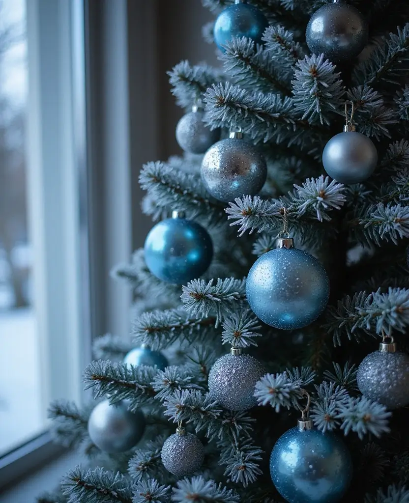 40+ Trendy dark Christmas Tree Designs That Will Wow Your Guests This Season! 37 40+ Trendy Black Christmas Tree Designs That Will Wow Your Guests This Season! - 6. Festive Frost