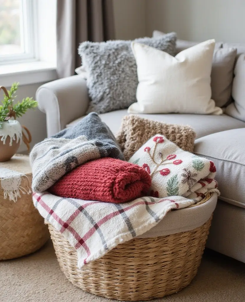 Transform Your Living Room: 15 Magical Christmas Decor Ideas You Can't Miss! 100 Transform Your Living Room: 15 Magical Christmas Decor Ideas You Can't Miss! - 15. Seasonal Throw Blankets